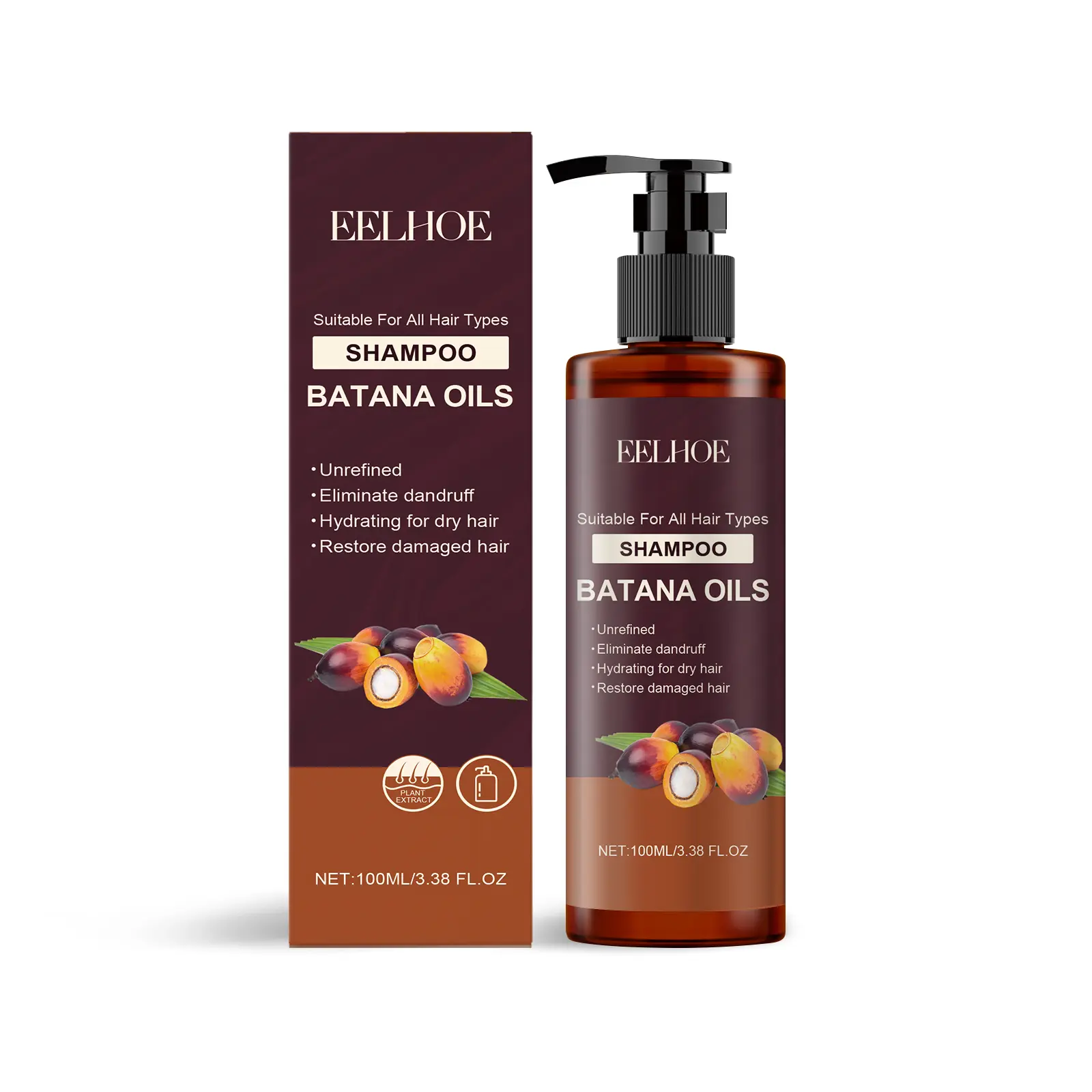 Batana Shampoo Moisturizing Repair Nourishes And Soothes Dry And Irritated Hair Smooth Oil Control Shampoo for All Hair Types, 3.38 fl oz