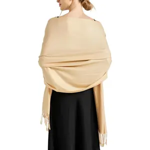 Soft Silky Pashmina Shawl Wraps Solid Colors Scarf for Wedding Evening Dresses