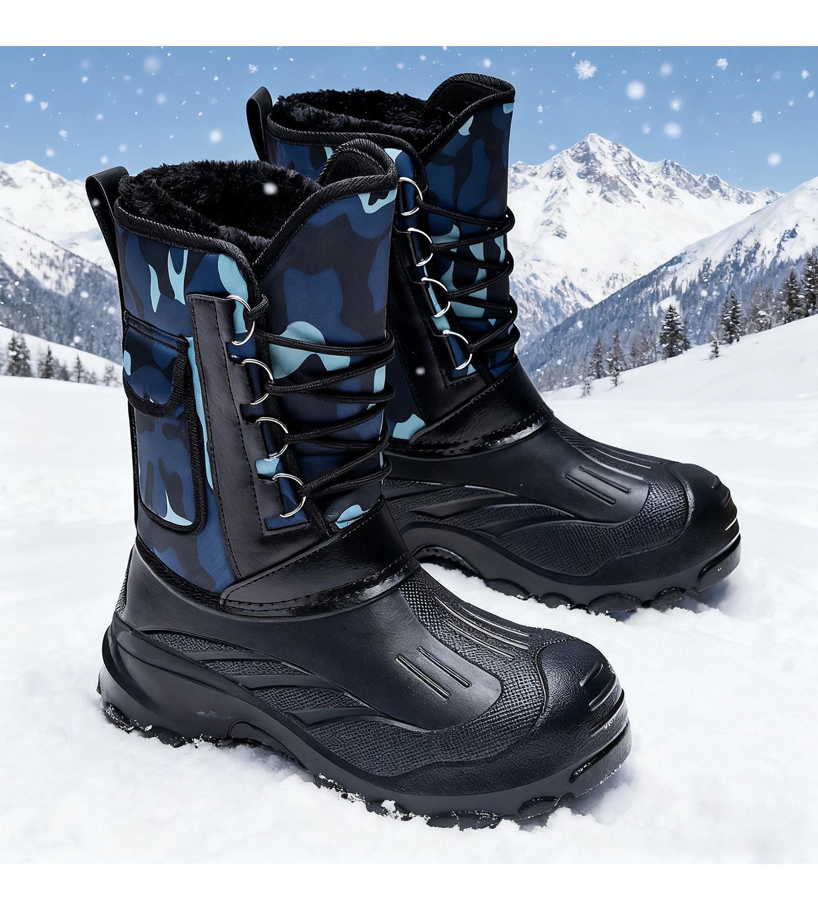 Men's Snow Boots One Piece Warm Long Boots Waterproof Anti Freeze Large Size Cotton Boots