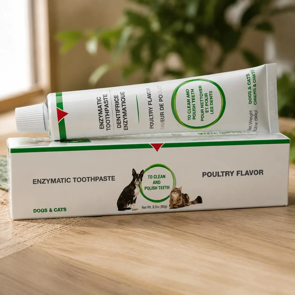Enzymatic Dental Care Toothpaste - Poultry-Flavored Teeth Cleaning Paste for Cats & Dogs - Supports Healthy Teeth, Gums, Fresh Breath - Easy-to-Use - 3.2 oz Gift