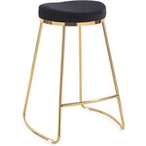 Jane 26" Mid-Century Modern Luxury Upholstered Stool in Black Velvet with Durable Material and Comfortable Seat Design