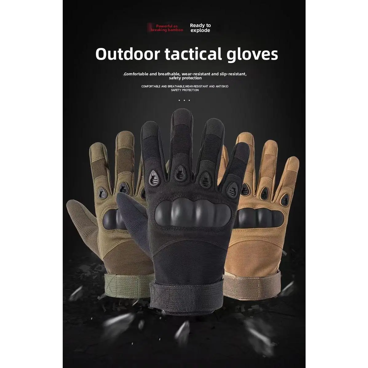 O Mark Tactical Gloves, Men's Special Forces Full-Finger Combat Gloves, Cut-Resistant & Non-Slip for Fighting, Cycling and Fitness goalkeeper teework weight lifting gear dirt bike guantes antideslizante emery half water sungloves grip d touch screen ready