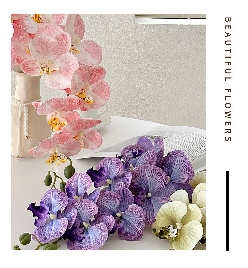 9 artificial Phalaenopsis orchids made of film, 3D printed artificial flowers with a luxurious feel, suitable for decoration in the living room, dining table, entrance, and wedding room