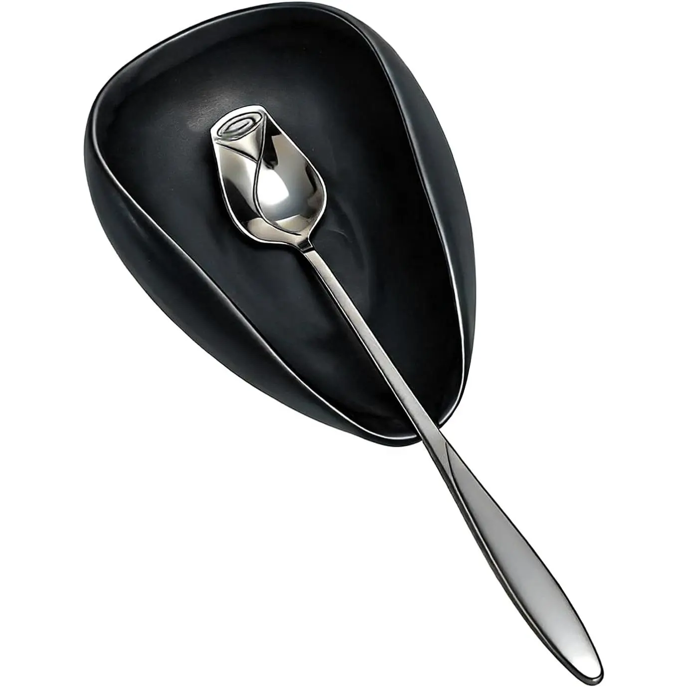 Ceramic Spoon Rest Set with Black Spoon, Mini Coffee &  Spoon Holder, Stirrer Rest for Espresso, Coffee Station and Kitchen Counter Decor Accessories