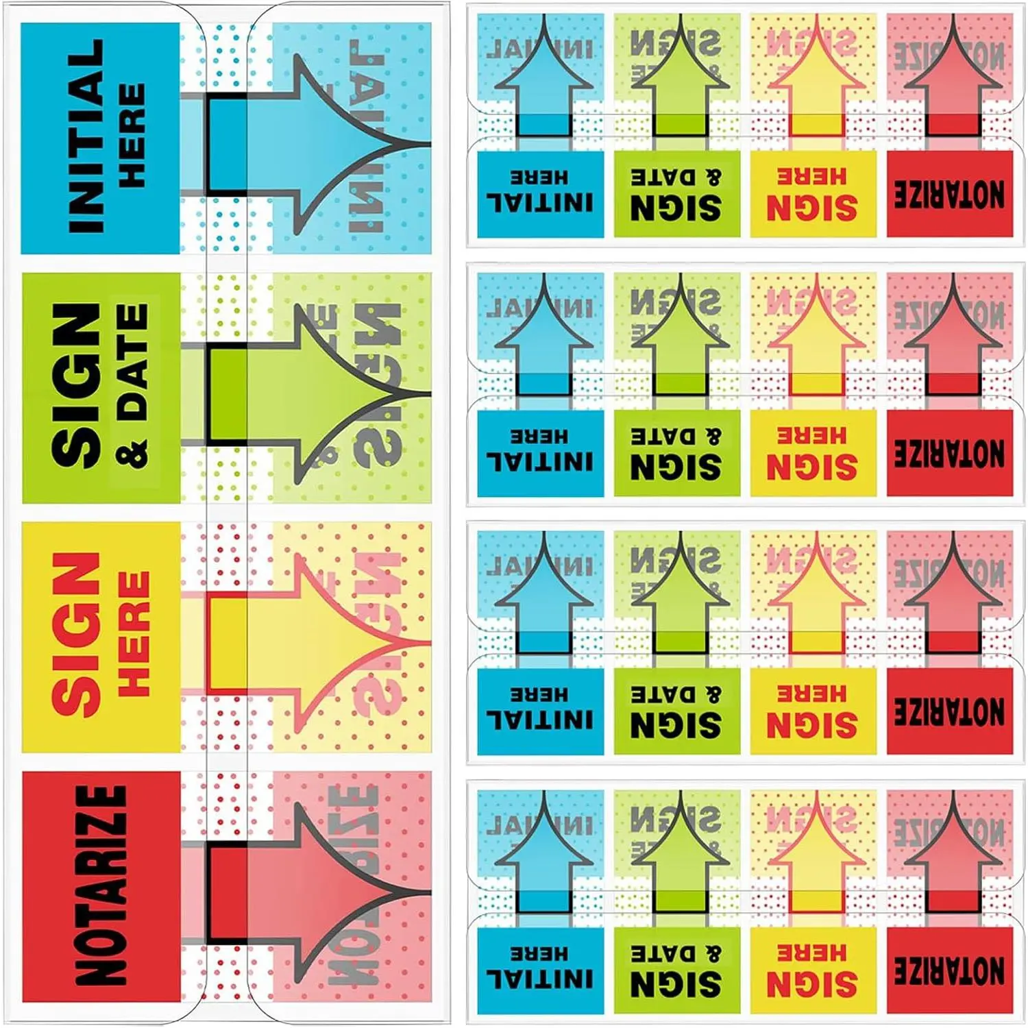 500 count Sign Here Flags, Initial & Notarize Sticky Tabs for Documents |   sticky flags. Includes Sign, Initial, Date & Notarize tabs. Removes cleanly. Ideal for office & legal files