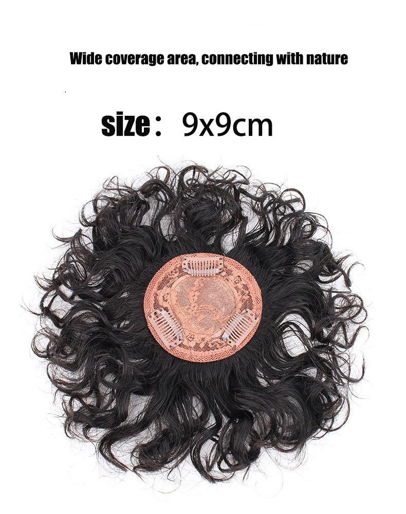 Natural Color/Dark Brown Human Hair Toppers For Women 3 Clips In Curly Topper Hairpieces For Hair Loss Volume Cover Grey Hair
