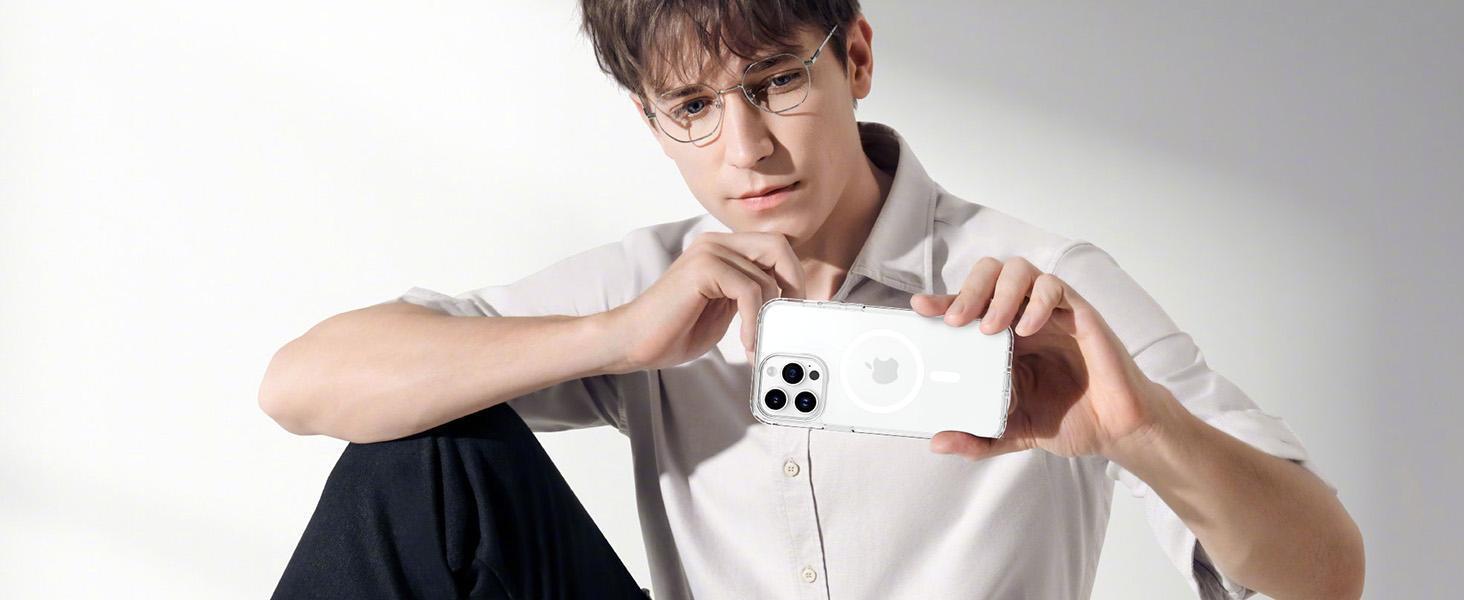 Magnetic Case for iPhone 12 & iPhone 12 Pro 6.1 inch-Compatible with MagSafe & Magnetic Car Phone Mount,Not Yellowing Anti-Scratch (Clear)