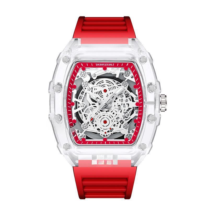 Men's Luxury Barrel-shaped Transparent Waterproof Quartz Watch for ...
