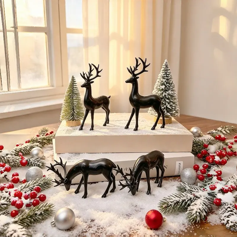 Reindeer Ornament Decorative Statue, Tabletop Decoration for Dining Room, Living Room, Couple Gift, Christmas Gift