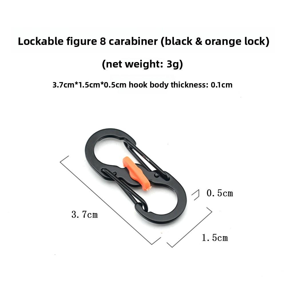 Outdoor travel backpack with lock figure 8 buckle anti-theft anti-fall S buckle stainless steel keychain key hook buckle