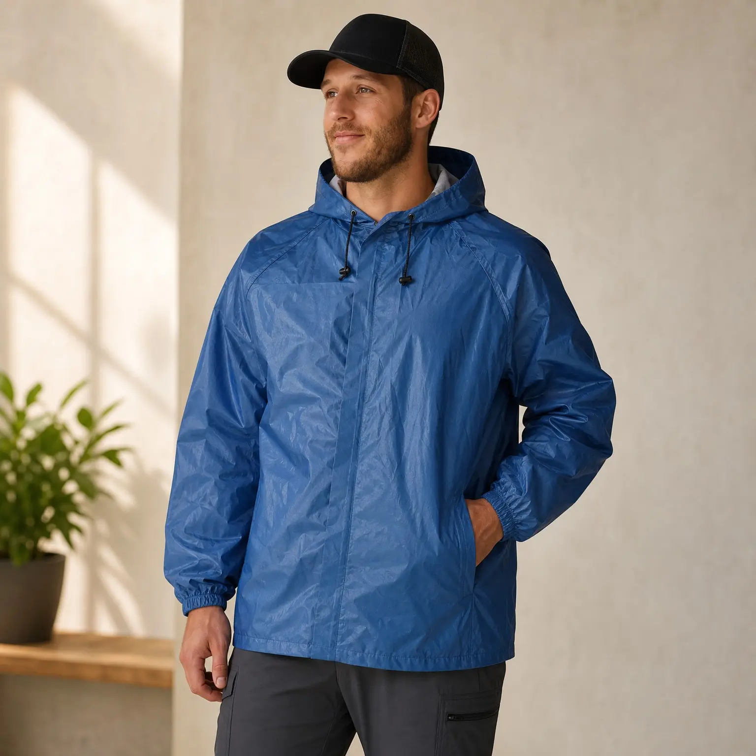Men's Ultra-Lite2 2-Layer Waterproof Breathable Rain Jacket with Sealed Seams, Adjustable Hood, Storm Flap, and Zippered Chest Pocket