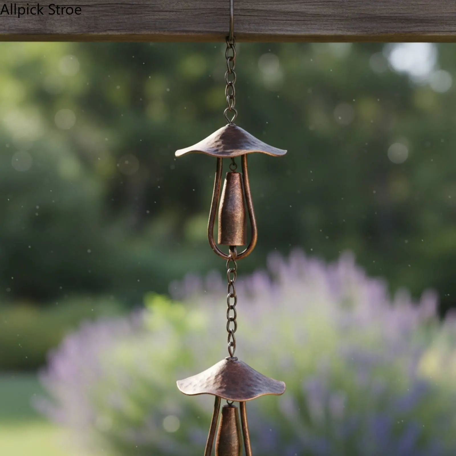 Fungus Rain Chain Hand Painted Bell Rain Chain Fungus Gutter Decoration Rustic Outdoor Decor Easy Install for Garden, Rain Chains, Downspout