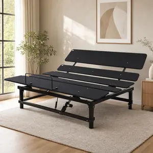 Adjustable Bed Base Queen Size Frame with Wireless Remote, Head & Foot Incline, Zero Gravity, Quiet Motor, Steel & Wood, Antique Black, 750 lb Capacity