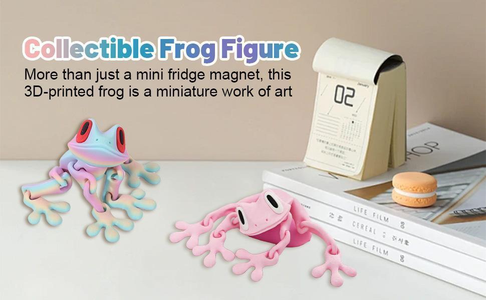 3PCS/4PCS 3D Printed Magnetic Articulated Frog Toy Night Light, Realistic Jumping Poseable Decor, Glow Animal Magnet for Metal Surfaces (3PCS Option)