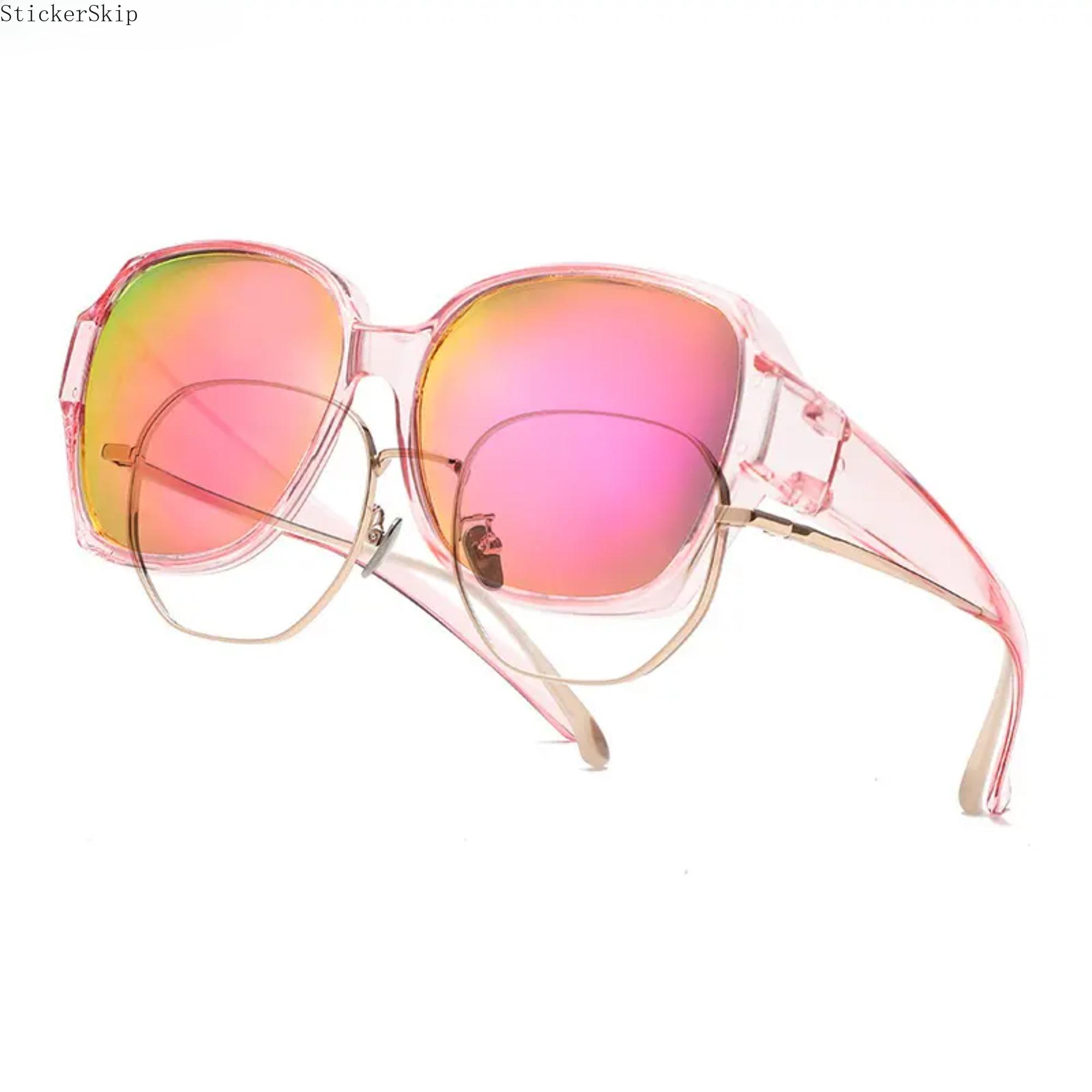 2026 Trendy Oversized Fit Over Sunglasses – Polarized UV400 Anti-Glare Shades, Bold Geometric Frame Lightweight Flexible Design for Men & Women, Wear Over Prescription Glasses for Driving, Outdoor & Daily Use