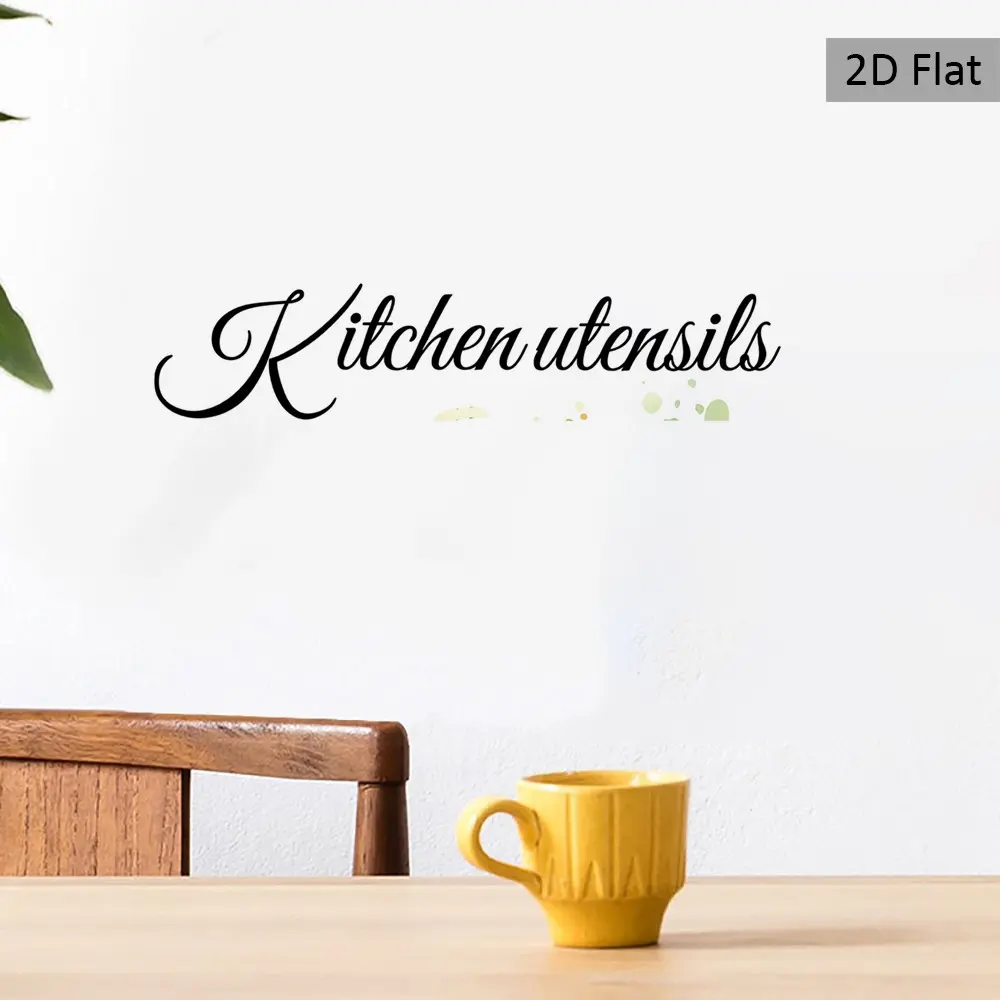 2D Flat Kitchen Sticker, Fun Letter Wall Decor, Elegant Font Rich Color Pattern, Fashionable Wallpaper, for Kitchen, Living Room, Fridge, Cabinet