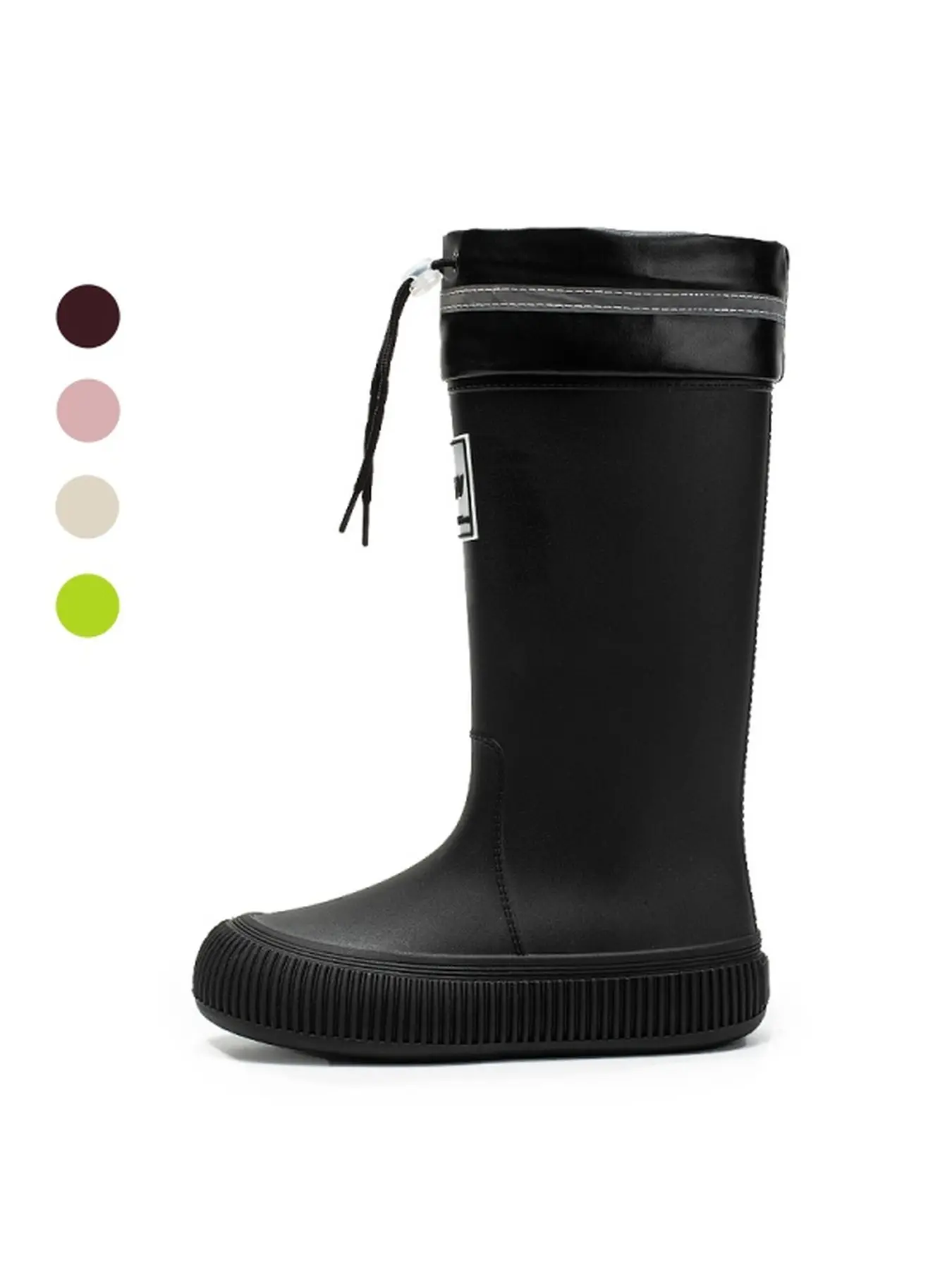 Women Minimalist Matte Pink Tall Wellington Boots Thick Vertical Textured Outsole Flexible PVC Outdoor Stream Walking Footwear