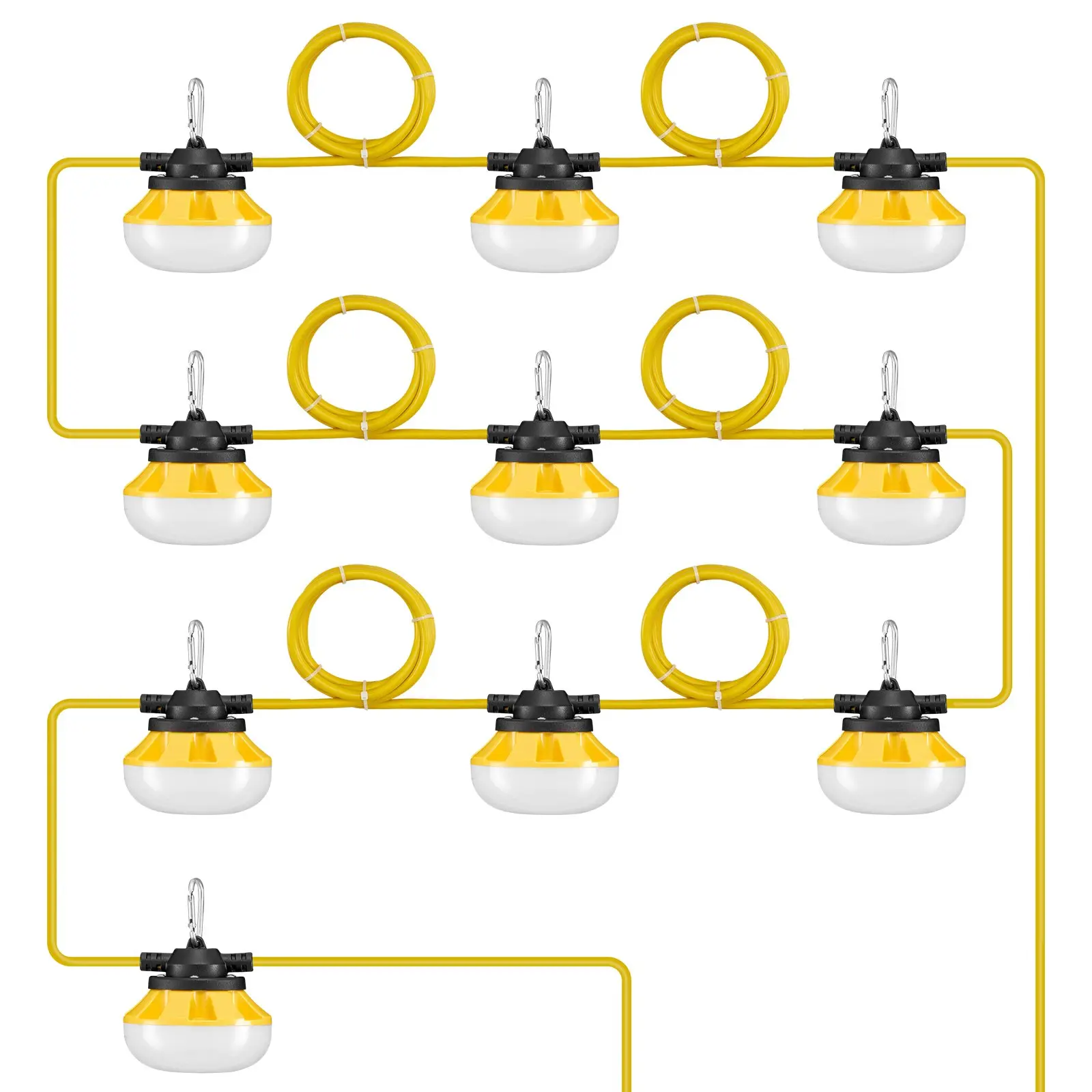 【Summerfinds】VEVOR 100FT Construction String Lights, 100W 10000LM, 10PCs String Work Light, 5000K, IP65 Waterproof, with Hanging Hooks, for Construction Site, Temporary Lighting Indoor & Outdoor, ETL Listed