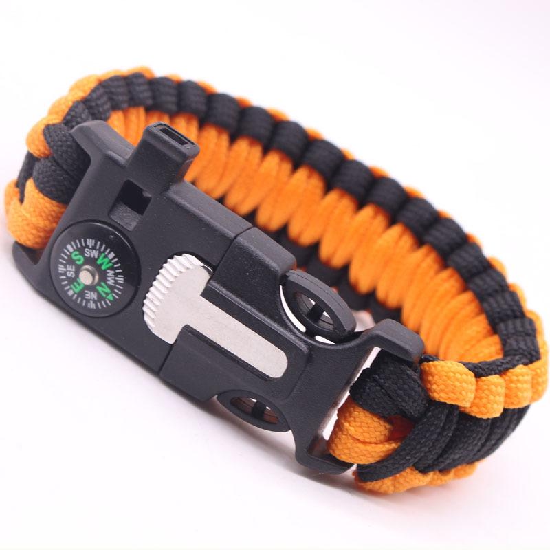 Outdoor Sports Foldable Survival Bracelet Whistle Outdoor Survival Five-in-One Multifunctional Compass Flint Rope Braided Bracelet Camping Pro Off-Road Electric Mountain Bike