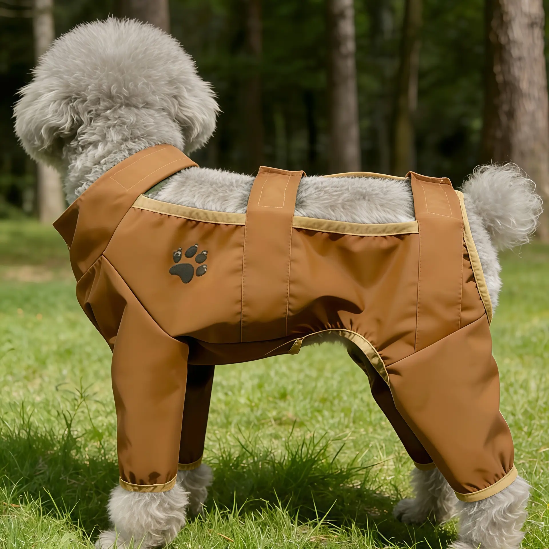 Pet Anti‑Dirt Pants, Dog Clothes for Bichon Frise and Teddy, Four‑Legged Dust‑Proof Trousers for Outdoor Sports, Water‑Repellent and Insect‑Repellent for All Seasons