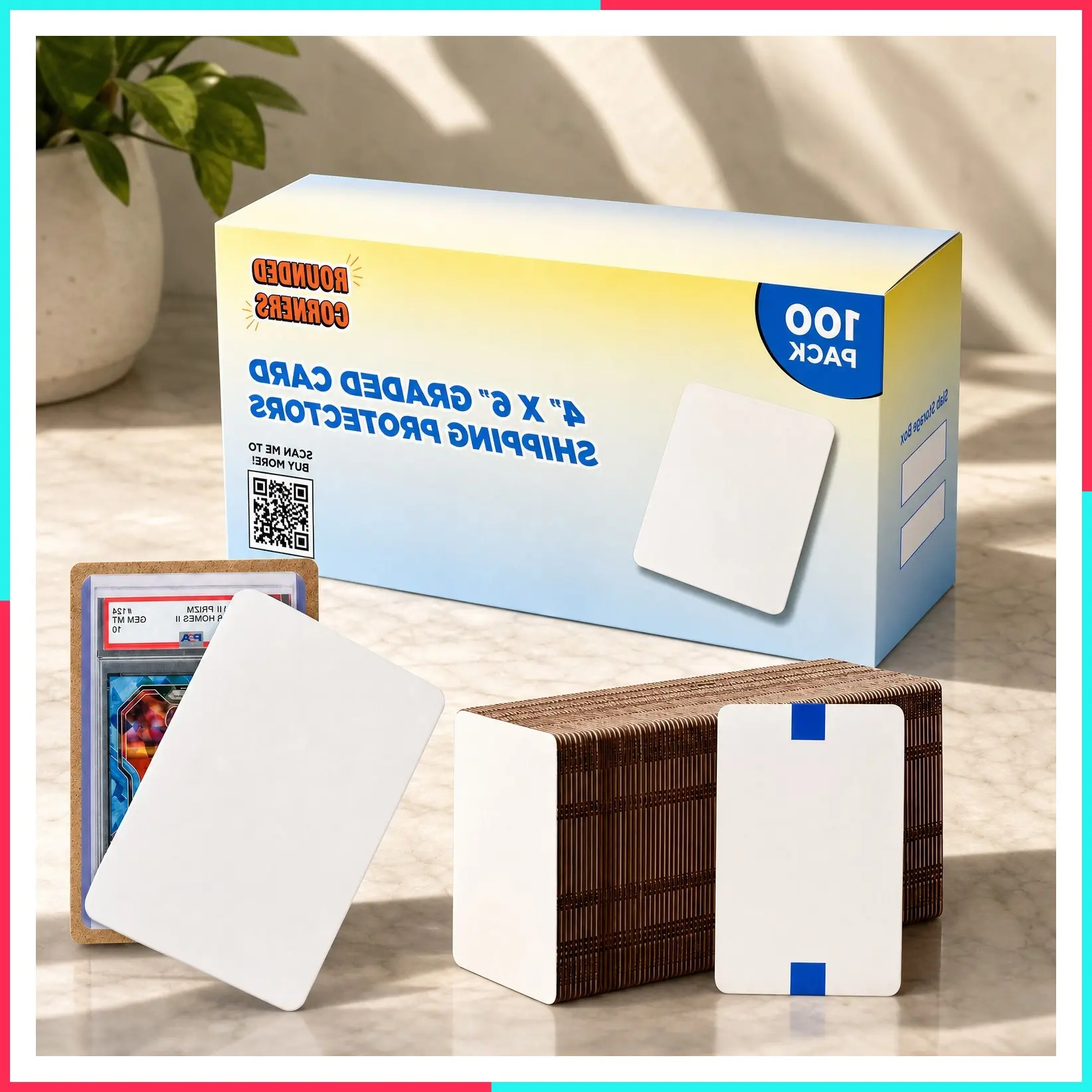 Graded Trading Card Shipping Protector, 4x6 Cardboard, 100 Pack