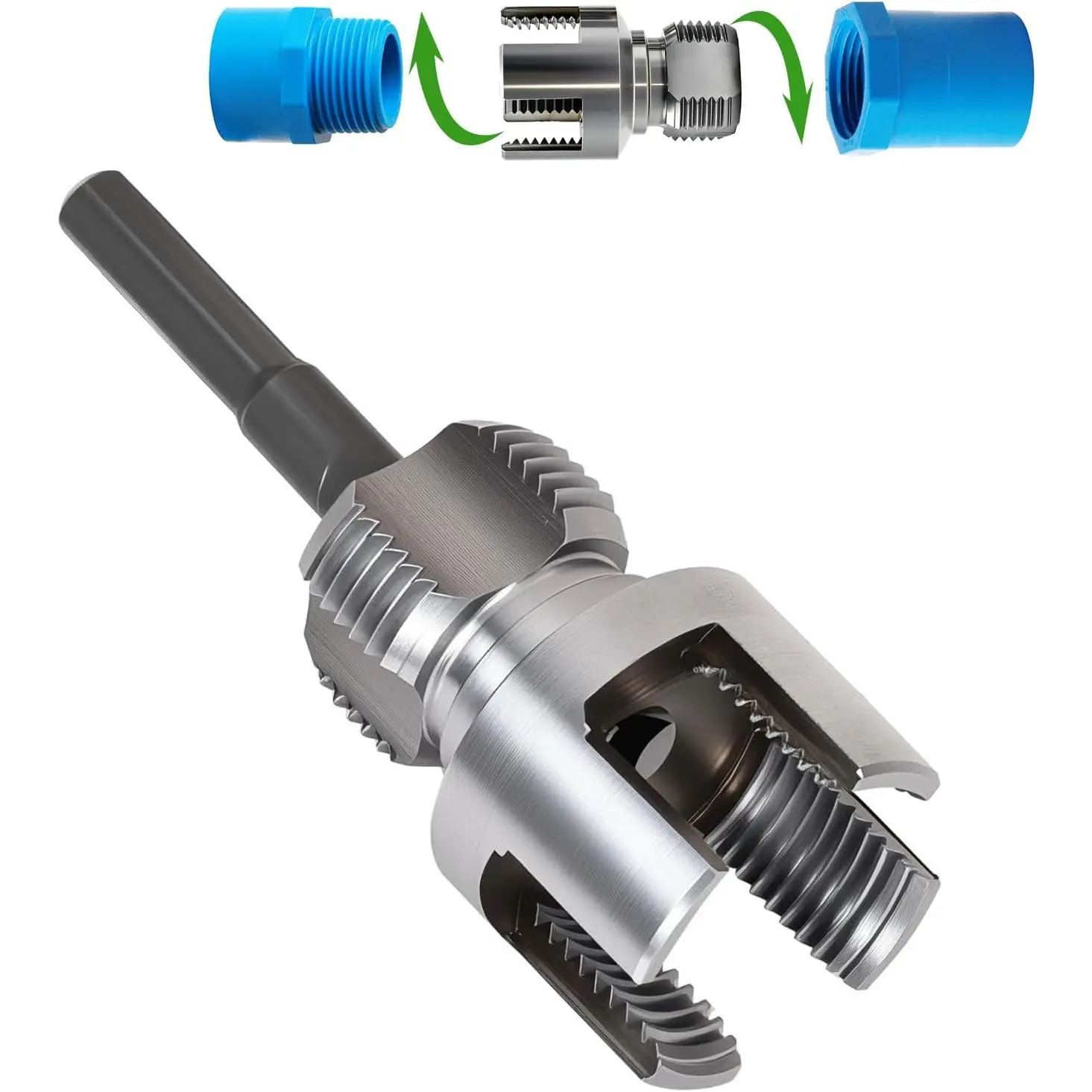 PVC Pipe Threader 1/2" - Internal & External Pipe Threading Tool,1/2" Thread  Tool for PVC/PPR/PE Plastic Pipes, Compatible with Electric Drill, Alloy Steel Construction for Leak-Free Results