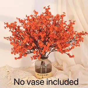 20 Branches Artificial Autumn Gypsophila, Real Touch Orange Flowers. Suitable for vases, home, office, wedding, indoor and outdoor decoration, table centerpieces, parties, Halloween, autumn and Christmas decor. Vase not included.