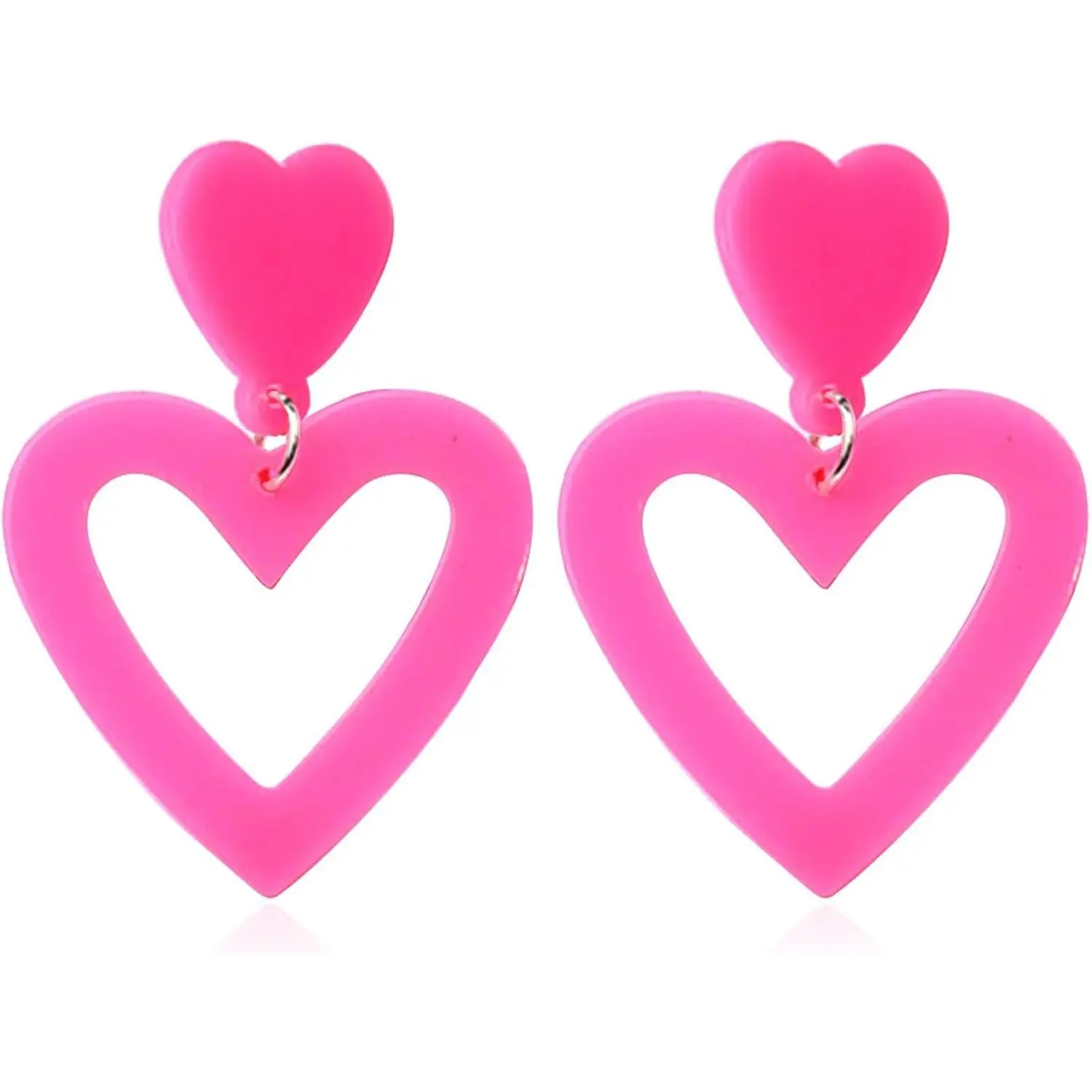 2026 Summer Hot  Love Heart Earrings for Women Y2K Double Heart Red Dangle Earrings Lightweight   for Valentines Wife Mom Girlfriend Her