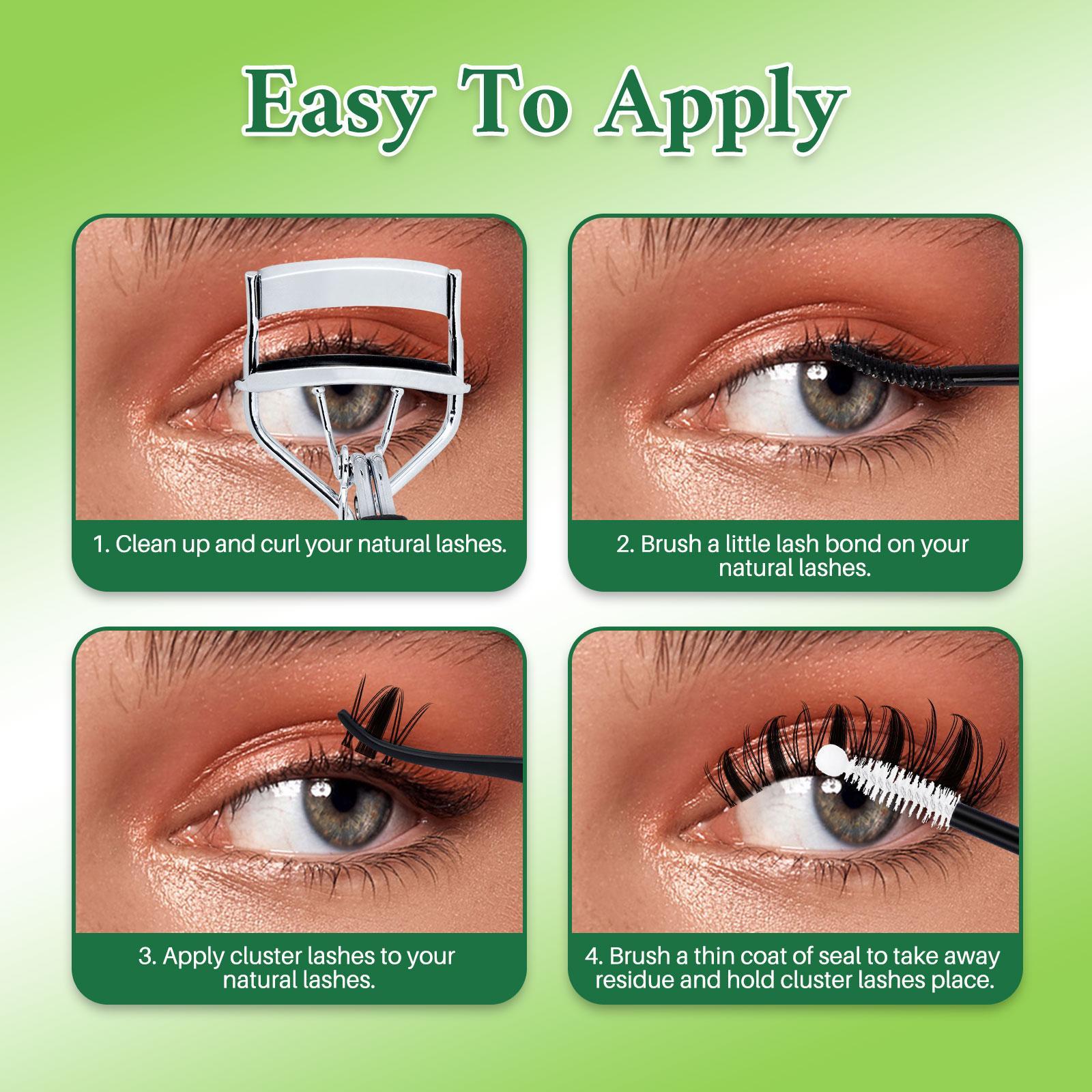 Mixed Length Lash Clusters Kit, 8-18mm Eyelash Clusters, D Curl Wide-Span DIY Eyelash Extensions Kit, Individual Fake Eyelashes Clusters Kit, Lashes Bond Seal