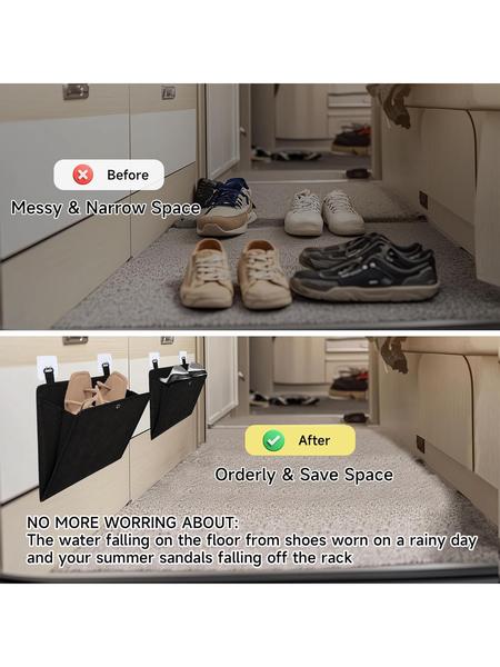 Wall Shoe Racks 2/4/6 Pack, RV Shoe Rack, Self-Adhesive RV Accessories for Inside Shoe Organizer, RV Storage and Organization, Space Saving Wall Mounted Shoe Rack with Deep Pocket fit 1 Pair Shoes