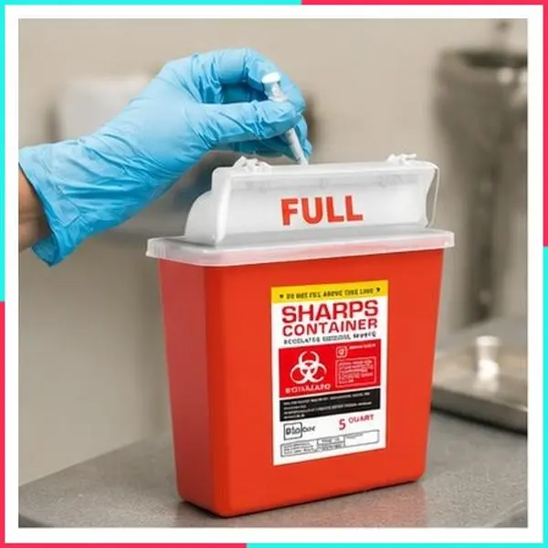 Small Sharps Container for Home and Labs - Portable Needle Disposal and Travel Size Biohazard Bin - 5 Quart, 1 Count