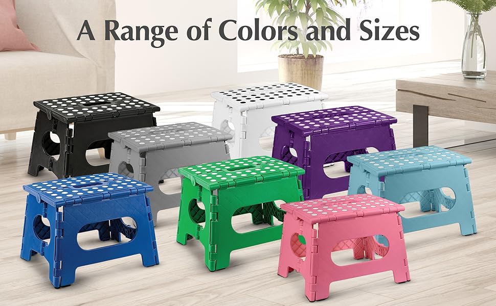 Handy Laundry Folding Lightweight Step Stool - Sturdy Enough to Support Adults and Safe Enough for - Opens Easy with One Flip - for Kitchen, Bathroom or Bedroom (White - 9 Inch)