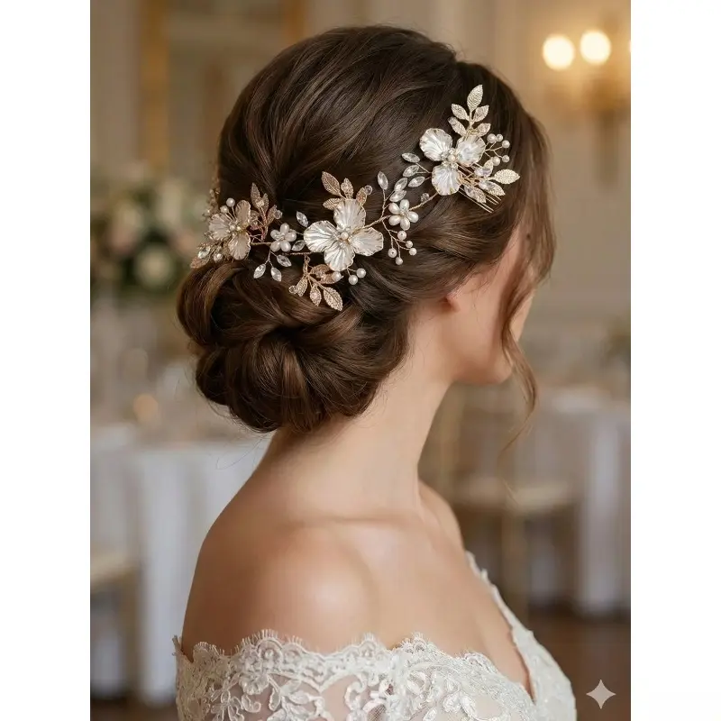 Elegant Pearl Flower Hair Clip, Jasmine Princess Crown, Wedding Birthday Party Photo Prop, Forest Style Hair Accessory, Women's Fashion Headwear smartwatch wearable accessory