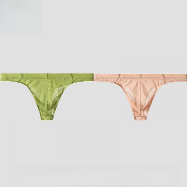 Men's triangular underwear with lightweight mesh, quick drying, breathable knitted fabric, low waist thong, solid color polyester fiber size M-XXL