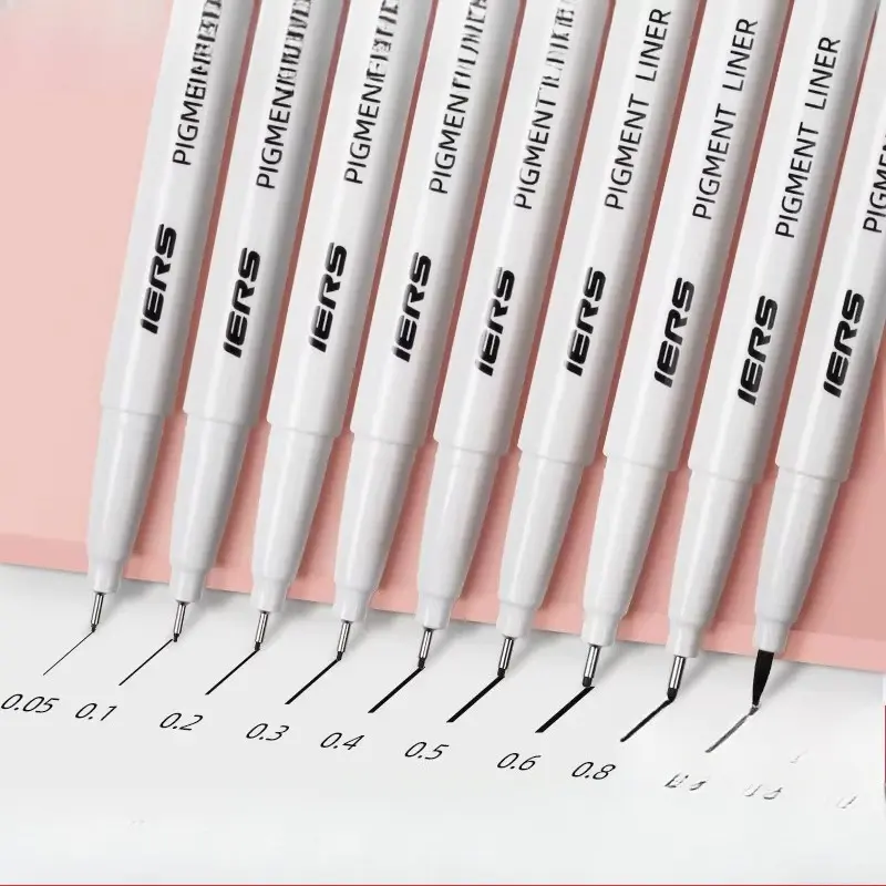 IERS 9PCS 0.05mm-0.8mm Black Fineliner Pen Set – Waterproof Hand-Drawn Liner Pens, Art Outlining Pens, Smudge-Proof Anime Drawing Pens, Non-Stop Ink Sketch Pens for Architectural Sketches, Industrial Design & Daily Doodles