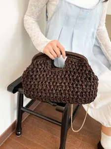 Women's Handmade Woven Bag, 2026 Spring New Arrival, Straw Basket Tote, Elegant Design, High-Quality Handcrafted Beach Vacation Handbag, Bohemian Straw Bag