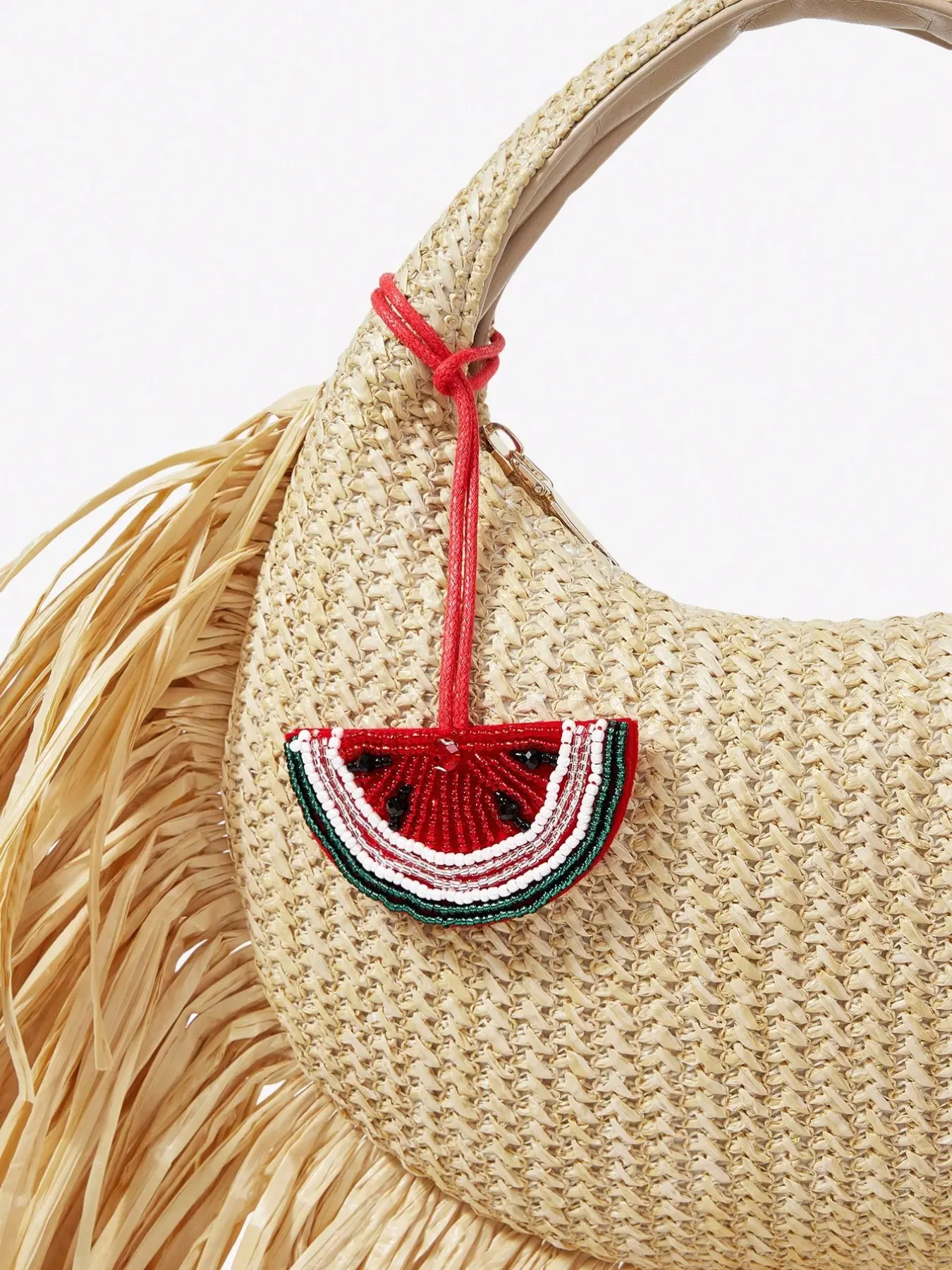 Handmade Beaded Watermelon Slice Bag Charm, Summer Fruit Pendant, Cute Tropical Weaving Accessory, Women's Fresh Fruit Keychain