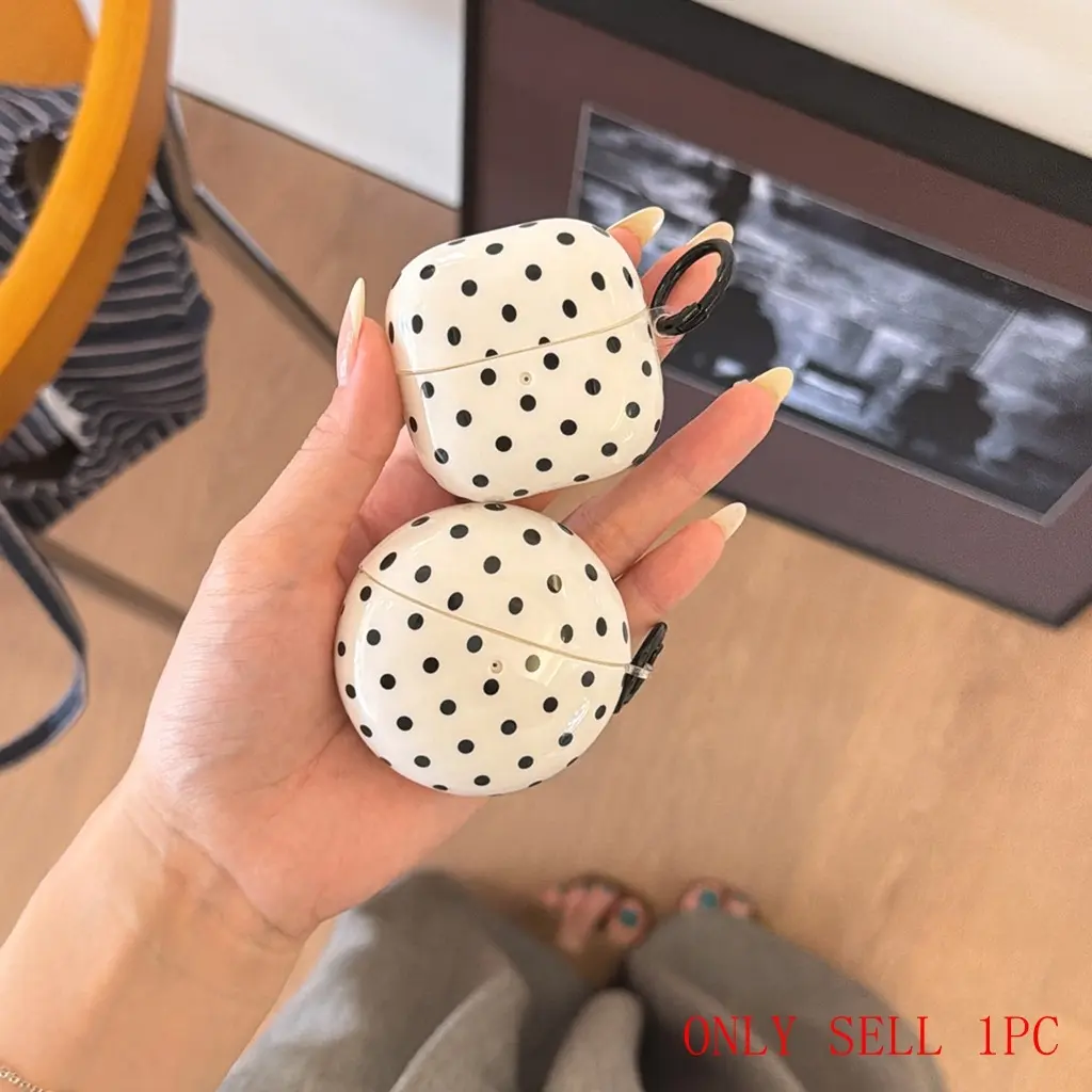Polka Dot Bluetooth-compatible Earphone Case, Anti-Lose Lanyard, Compatible with Huawei Freebuds, Samsung Buds, Portable Protective Cover