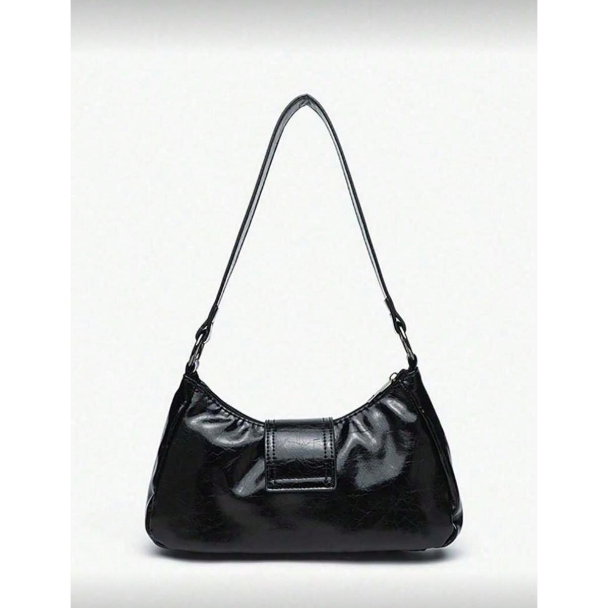 Y2K Vintage Shoulder Bag, Soft Distressed Leather Motorcycle Bag With Rivet Buckle Pleated Cloud Decor Underarm Bag Handbag Party, Street Bag for Women Purse Perfect Suitable for Work, Commute, Date