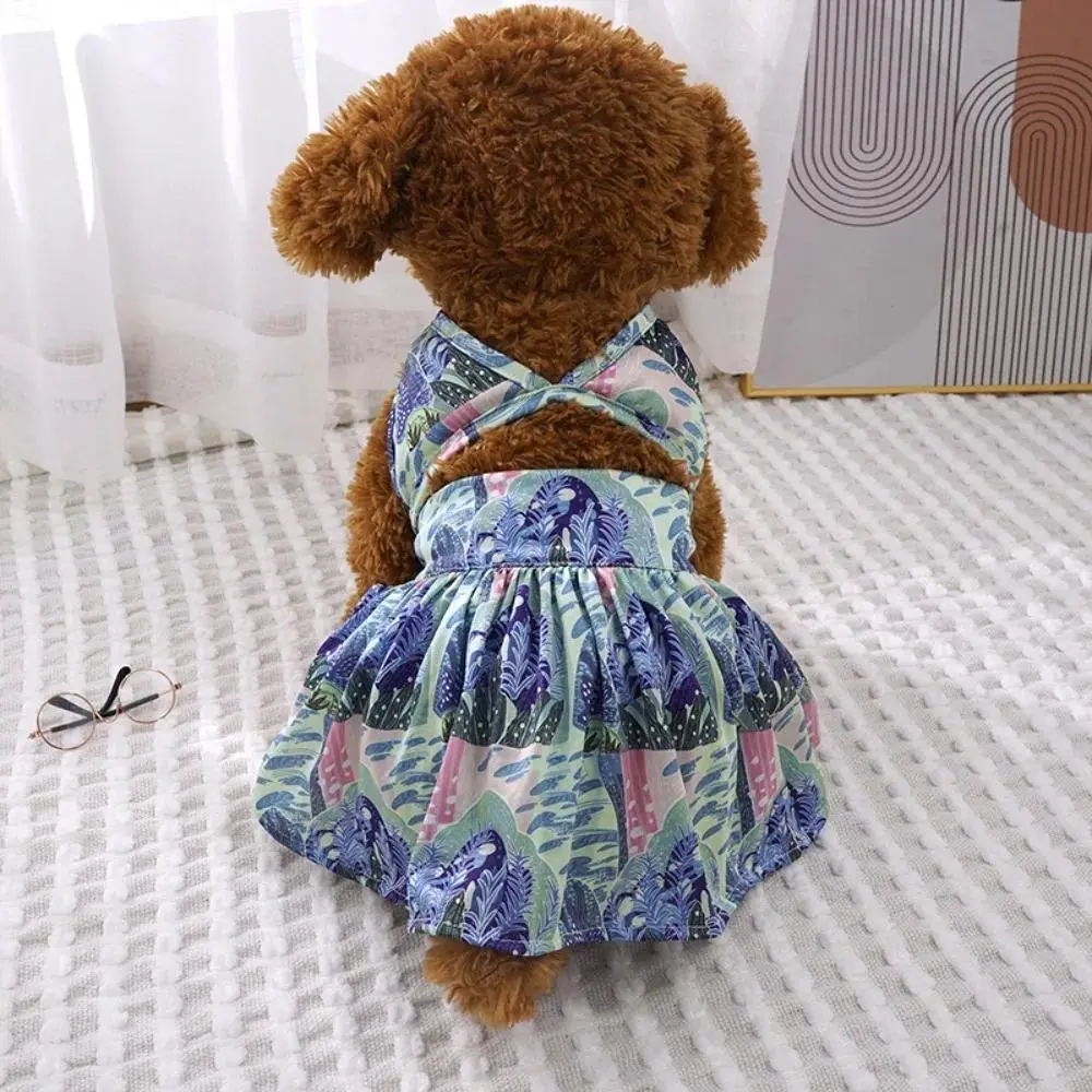 Summer Pet Dog Bikini Set Tropical Print Swimsuit Leopard Pattern Puppy Beach Outfit for Small Dog Fashion Pet Apparel for Beach