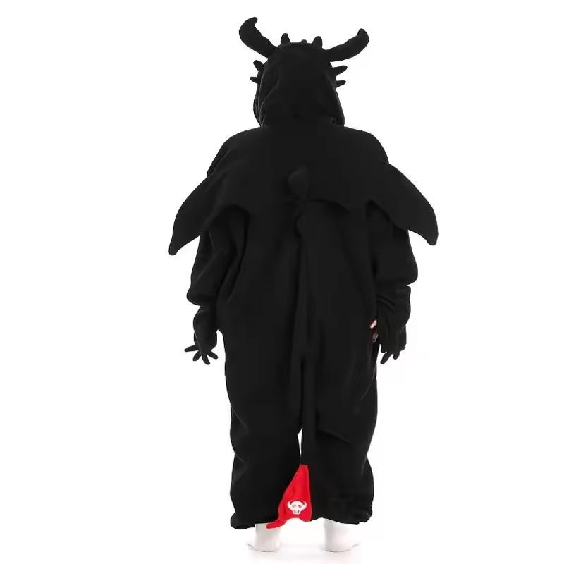 Black Toothless Dragon Onesie Pajamas Adult Kids Kigurumi Unicorn Jumpsuit Animal Pijamas Train Halloween Cosplay Winter Slipper