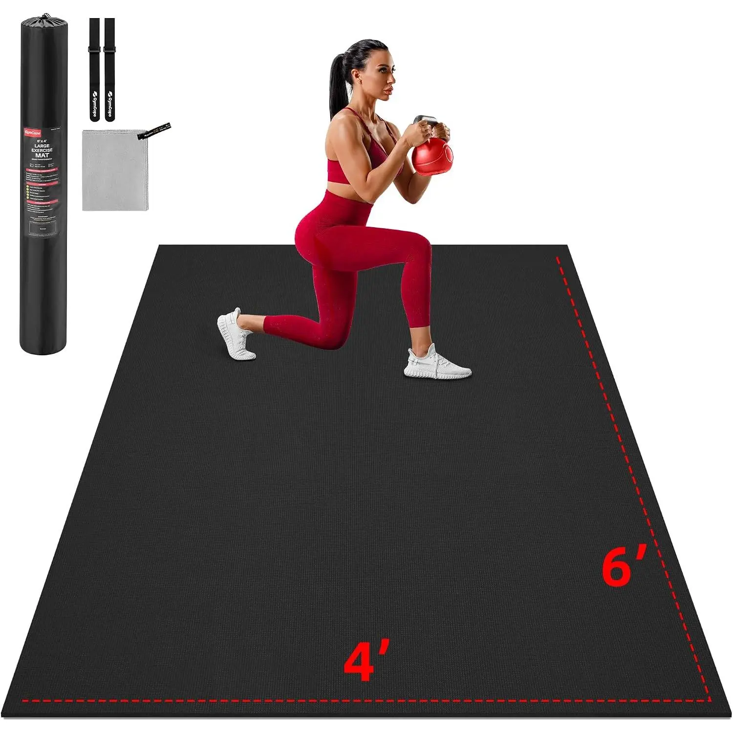 Exercise Mat, 10'x6'/9'x6'/8'x6'/7'x5'/6'x4'(8mm) Thick Workout Mat for  Gym & Garage Flooring, Shoe-Friendly, High-Density, MMA, HIIT, Weight Lifting, Cardio&Strength