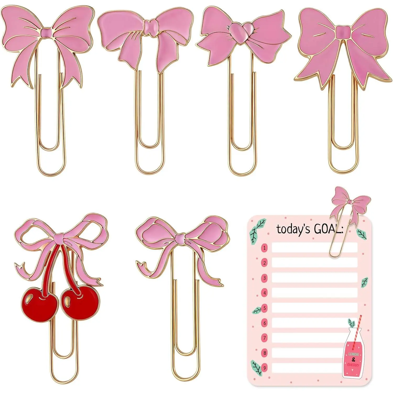 6 count  Bow Paper Clips  Paperclips  Metal Paper Clip Preppy Bookmarks Planner Clips for Office  Supplies  to School Gifts Wedding for Envelopes