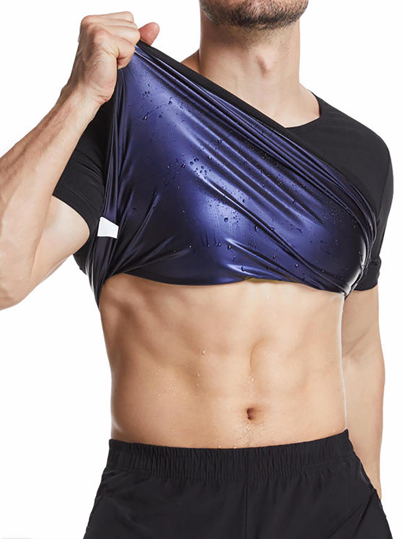 Sauna Sweat Suits Shirt Waist Trainer for Men, Compression Vest for Workout and Gym, Short Sleeve Sweat Enhancer for All Seasons, Sports Sauna Top