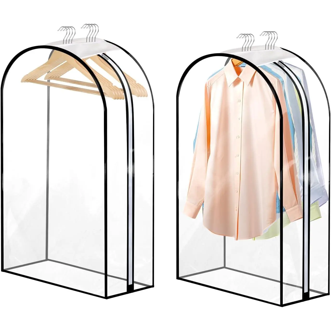 2 Pack Clear Garment Bags, 40 x 24 x 10 In, Side Zipper, Full Length | Peva Material, Transparent, Dust-Proof Closet Storage For Suits, Dresses, Coats And Jackets