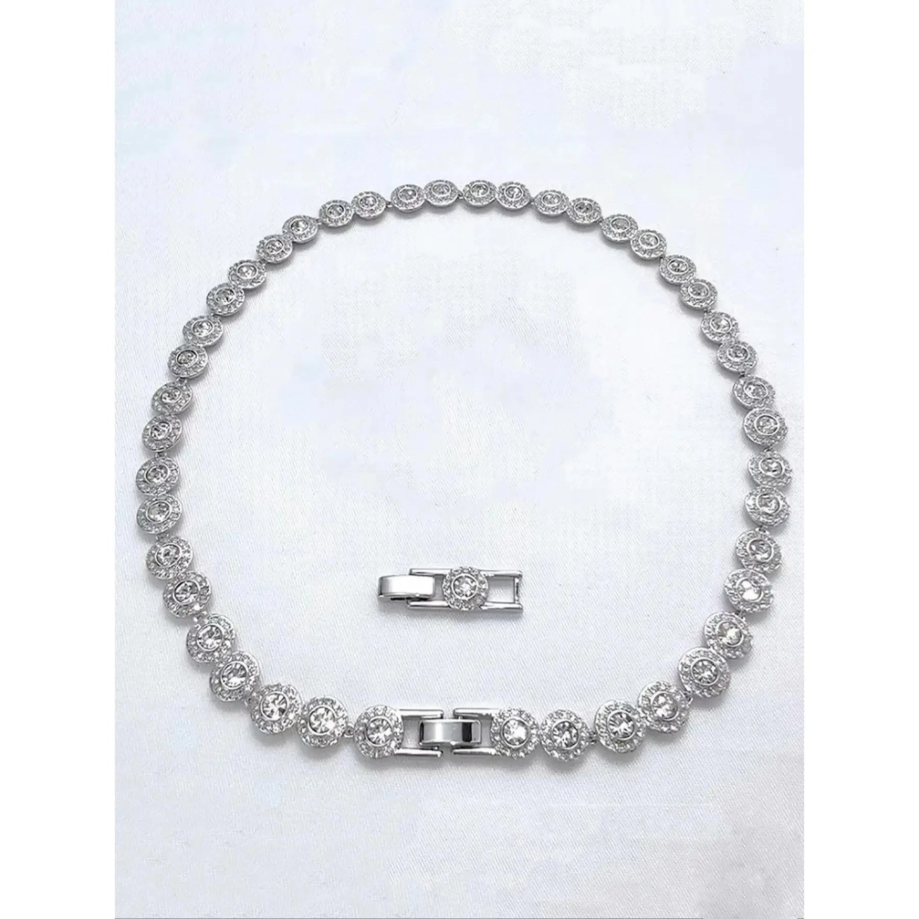 Stylish Elegant Tennis Chain Necklace, Sparkling Rhinestone Adjustable Choker, Fashion Jewelry for Parties and Daily Wear, Daily Clothing Decor, Trendy All-match & Exquisite Jewelry for Birthday Gifts, Fashion Jewelry Party, Rhinestone Decorated Necklace