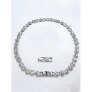 Stylish Elegant Tennis Chain Necklace, Sparkling Rhinestone Adjustable Choker, Fashion Jewelry for Parties and Daily Wear, Daily Clothing Decor, Trendy All-match & Exquisite Jewelry for Birthday Gifts, Fashion Jewelry Party, Rhinestone Decorated Necklace