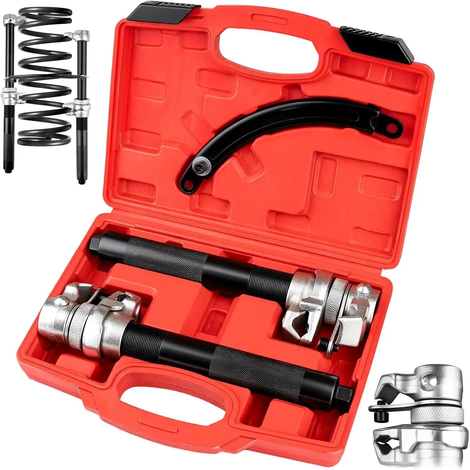 2-Piece Coil Spring Compressor Tool for Automotive Work, Heavy-Duty Strut Spring Compression Tool with Safety Jaws and Holder, 2205 LB High Capacity
