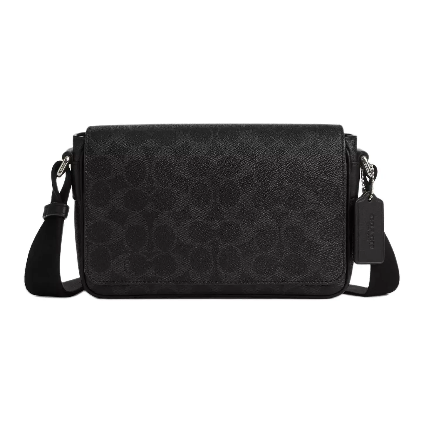 COACH Jack 22 Classic Monogram Synthetic Leather Crossbody Bag for Men, Small Size, Black