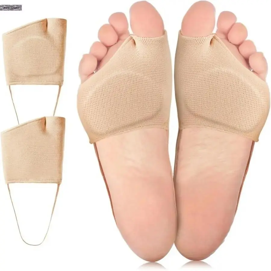 Sleeve-Style Forefoot Pads, 2-Piece Unisex Cushions in Breathable Poly-Fabric and Gel, Reusable Shock Absorber Support for Calluses and Metatarsal Pain, Daily Wear, Thick Gel, Balance, 2-Piece Set, Comfortable Forefoot Care, Flat Dry, Improves Discomfort